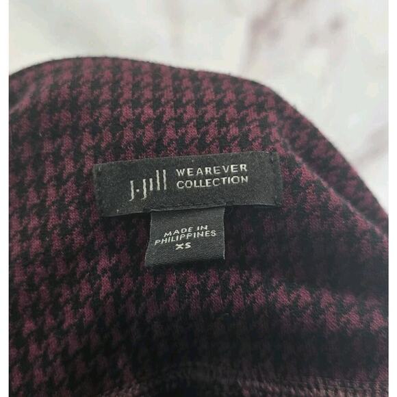 J Jill Skirt Womens XS Red Black Houndstooth Mini Stretch Pull On Wearever - Picture 3 of 10